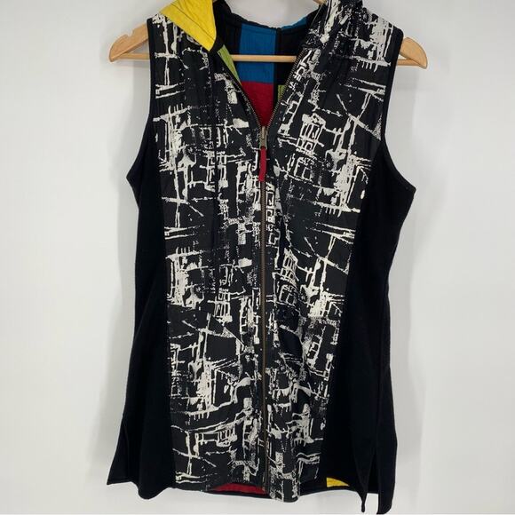 Parsley & Sage Vest Quilted Reversible Lagenlook Artsy Art To Wear Colorblock S - Picture 7 of 8